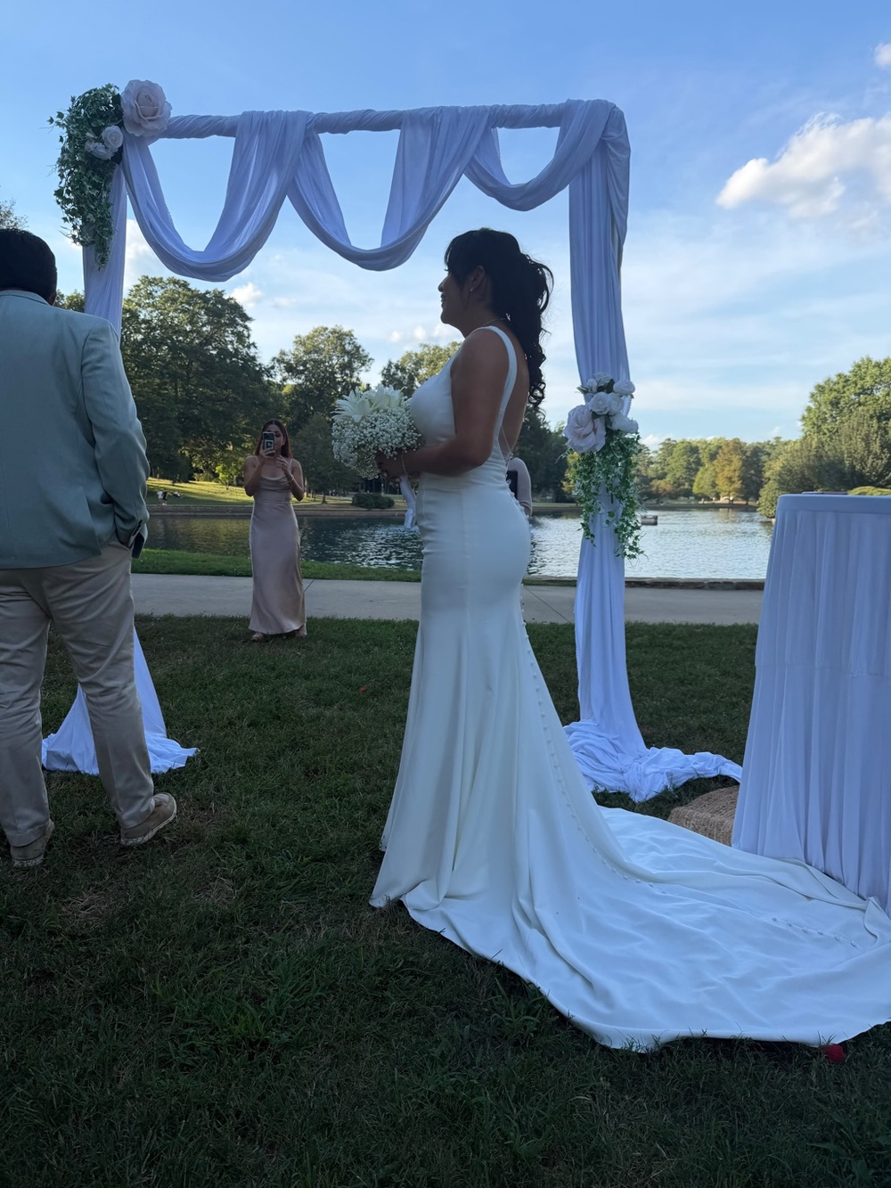 White Satin Mermaid Wedding Dress with Train - Unbranded